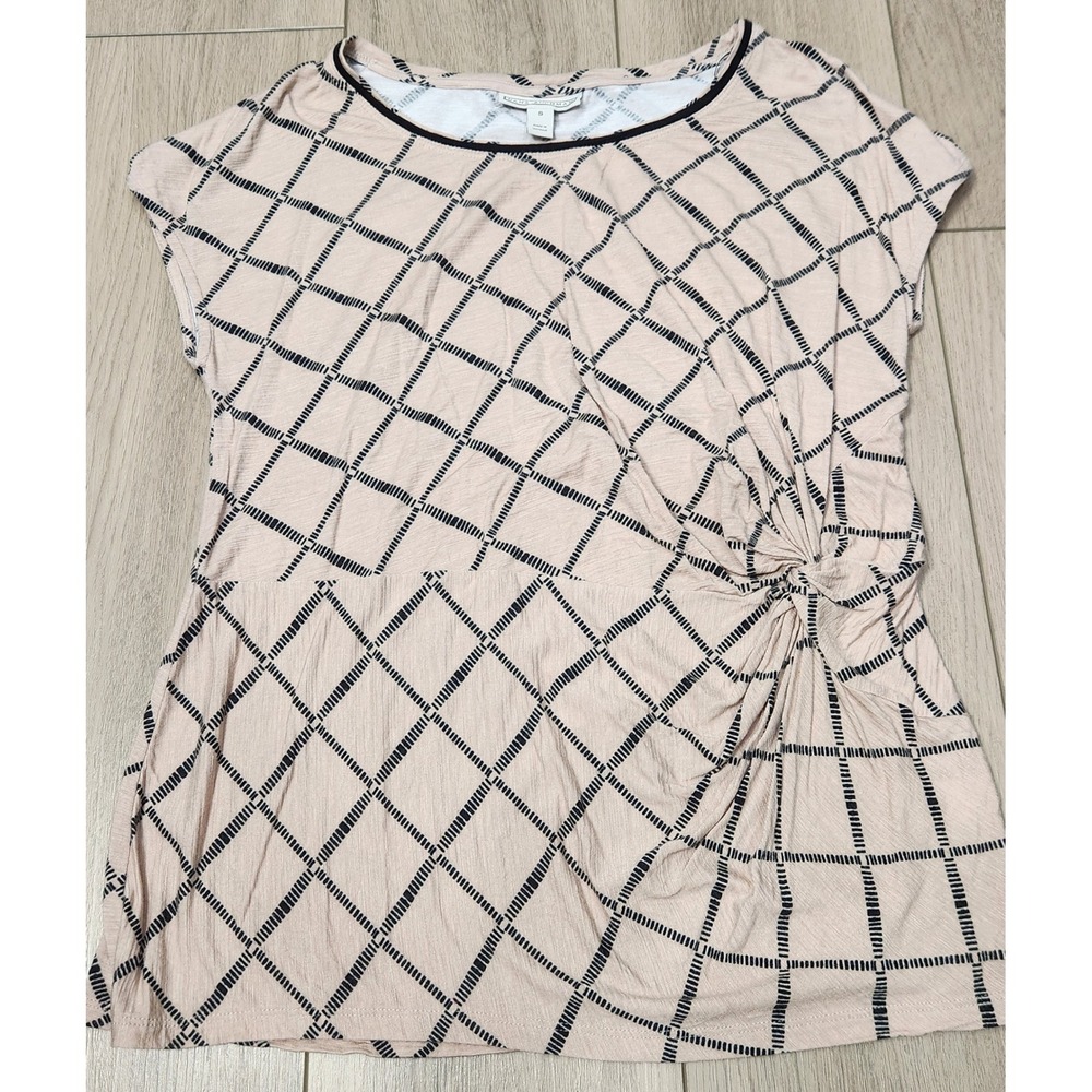 Dana Buchman Womens Small Geometric Side Knot Top‎ Stretch Career Casual Office